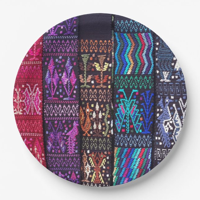 Guatemalan textile designs paper plate (Front)