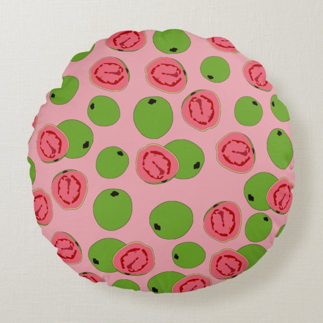 Guava Fruit Pattern Round Cushion (Front)