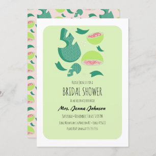 Guava Fruit Pink Green  Bridal Shower Invitation