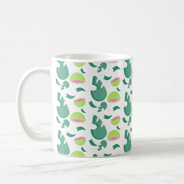 Guava Greenery Pink Green Fruit Pattern Coffee Mug (Left)