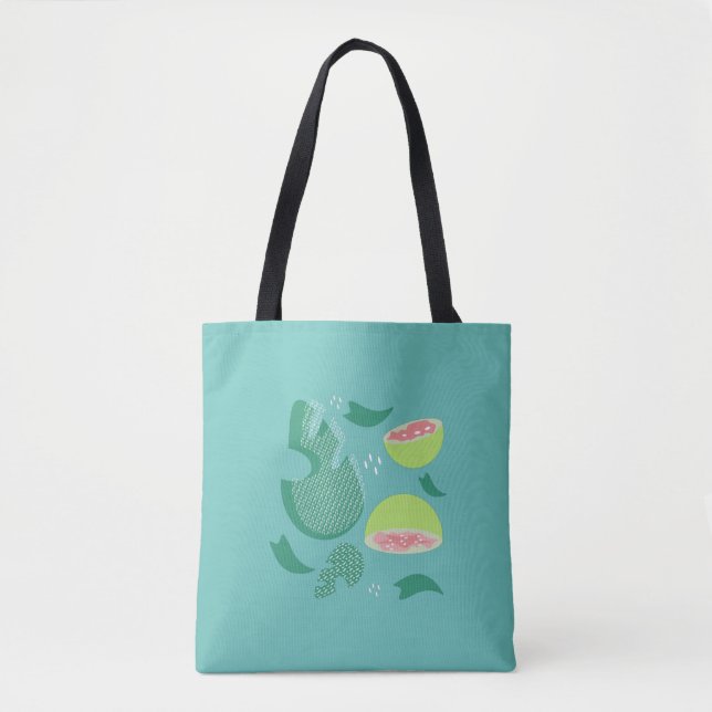 Guava Greenery Pink Green Fruit Pattern Tote Bag (Front)