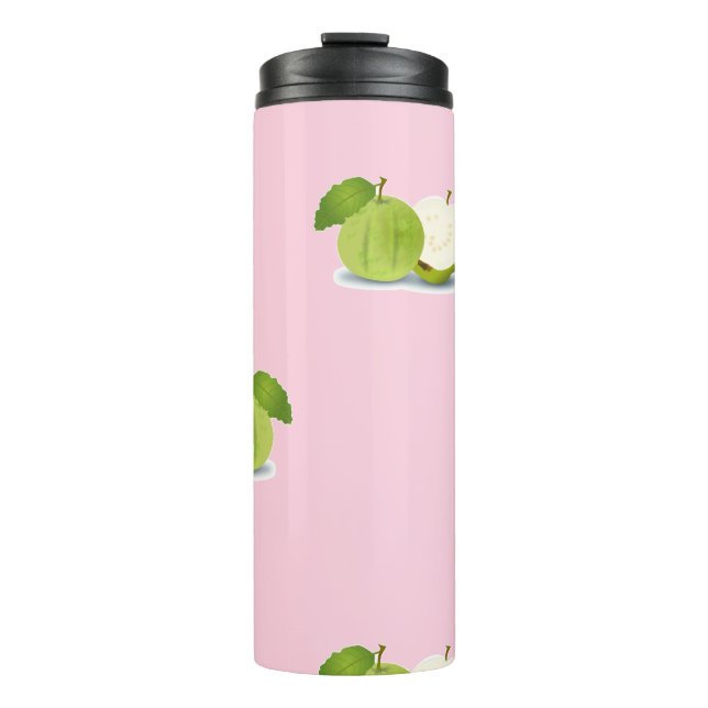 Guava on pink thermal tumbler (Front)