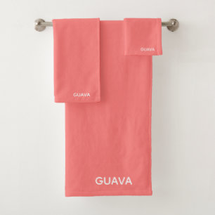 Guava pink colour name bath towel set