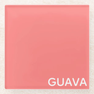 Guava pink colour name glass coaster