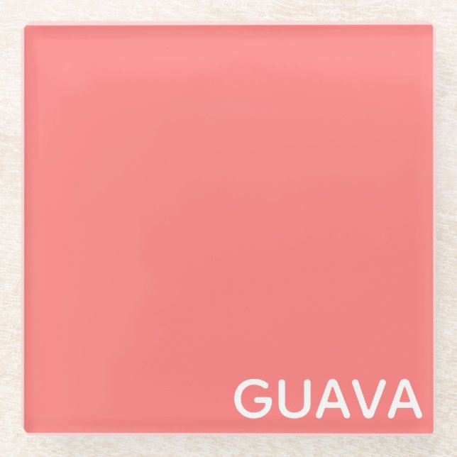 Guava pink colour name glass coaster (Front)