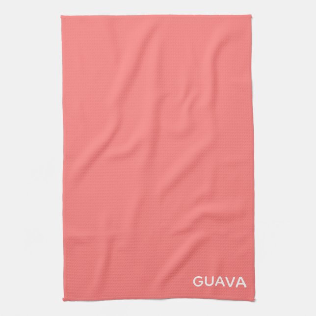Guava pink colour name tea towel (Vertical)