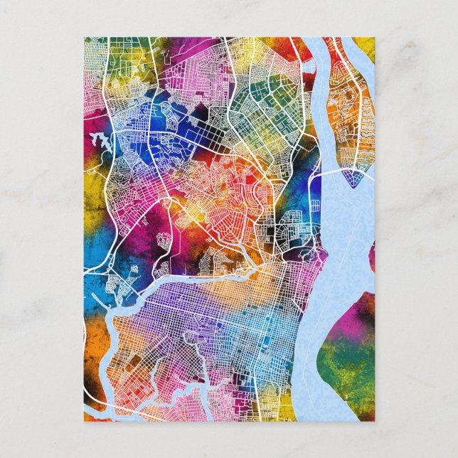 Guayaquil Ecuador City Map Postcard (Front)