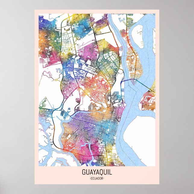 Guayaquil Ecuador City Map Poster (Front)