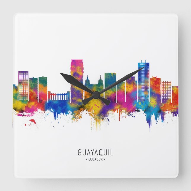 Guayaquil Ecuador Skyline Square Wall Clock (Front)