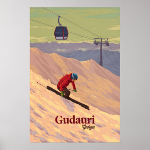 Gudauri Georgia Ski Resort Travel Poster