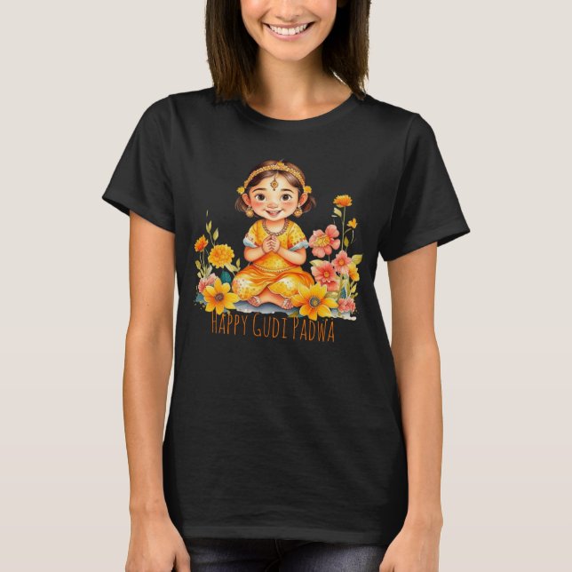 Gudi Padwa Cute Girl T-Shirt (Front)
