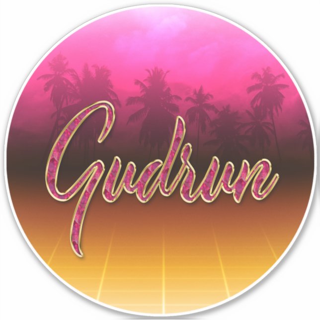 Gudrun First name name golden pink sticker (Front)