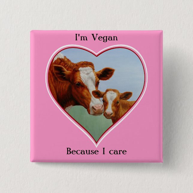 Guernsey Cow and Calf Vegan 15 Cm Square Badge (Front)
