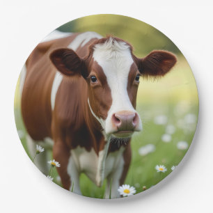 Guernsey Cow In Daisy Field Paper Plate