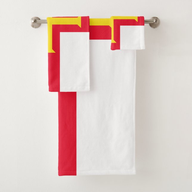 Guernsey flag bath towel set (Insitu)