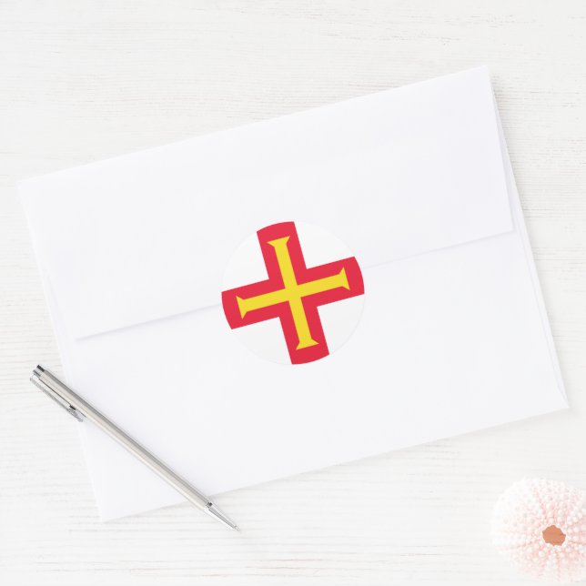 Guernsey flag classic round sticker (Envelope)