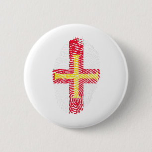 Guernsey Flag Fingerprint Country Pride 6 Cm Round Badge
