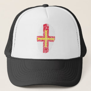 Guernsey Flag Fingerprint Country Pride Trucker Hat