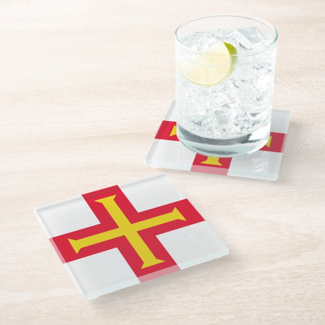 Guernsey flag glass coaster (Angled)