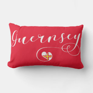 Guernsey Flag Heart, Channel Islands Lumbar Cushion
