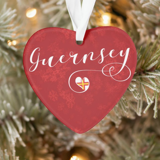 Guernsey Flag Heart, Channel Islands Ornament (Tree)