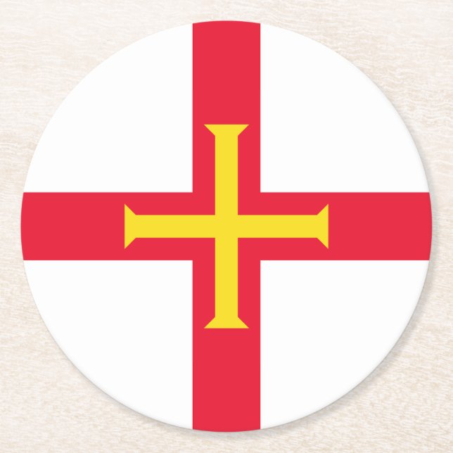 Guernsey Flag Round Paper Coaster (Front)