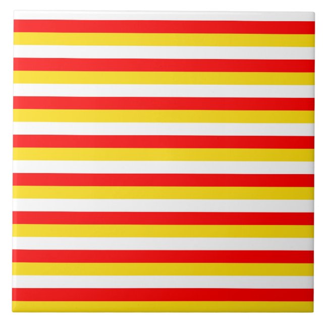 Guernsey flag stripes red yellow white pattern Nor Ceramic Tile (Front)