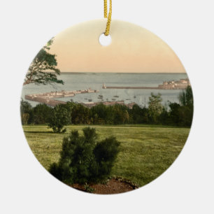 Guernsey Harbour, Channel Islands, England Ceramic Tree Decoration