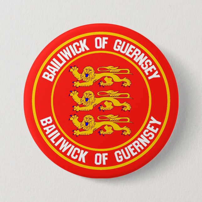 Guernsey Round Emblem 7.5 Cm Round Badge (Front)