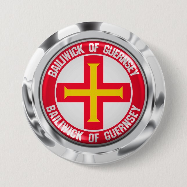 Guernsey Round Emblem 7.5 Cm Round Badge (Front)