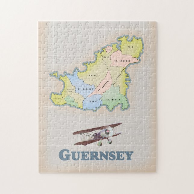 Guernsey vintage map jigsaw puzzle (Vertical)