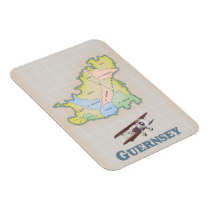 Guernsey vintage map magnet