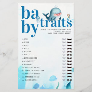 Guess Baby Features Shower Game Cute Blue Whale Flyer