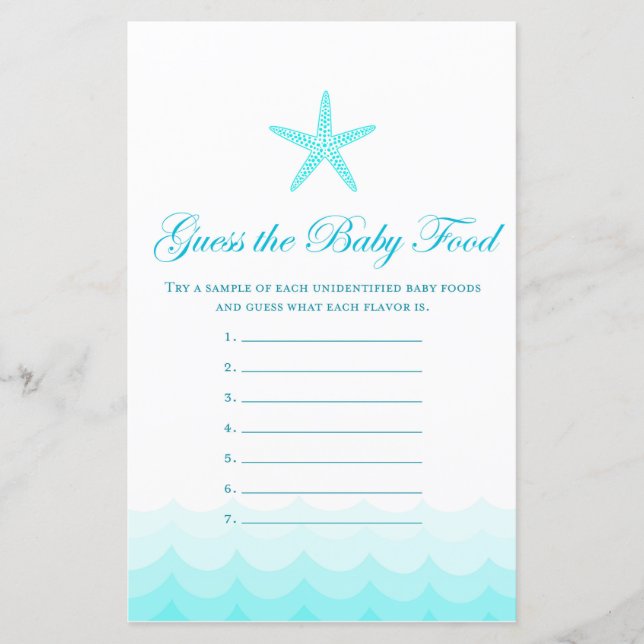 Guess baby food - Baby Shower Game (Front)