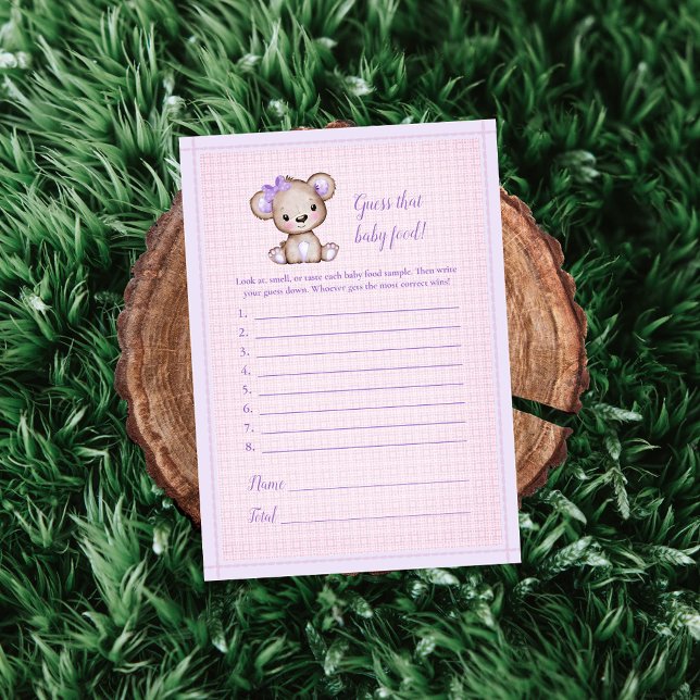 Guess Baby Food Cute Purple Bear Baby Game Card (Creator Uploaded)