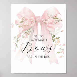 Guess Bows Floral Bow Girl Baby Shower Game Poster