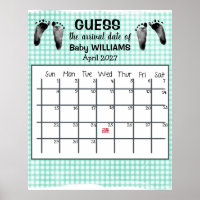 Guess Due Date Calendar Baby Footprints
