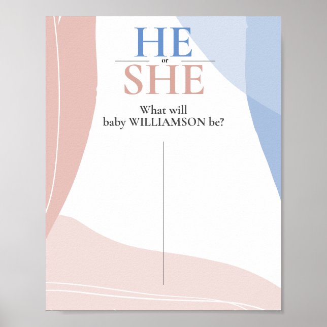 Guess Gender Vote Poster. Baby Gender Reveal Party Poster (Front)
