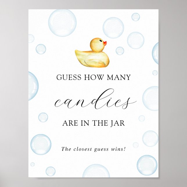Guess How Many Are in the Jar Shower Game Poster (Front)