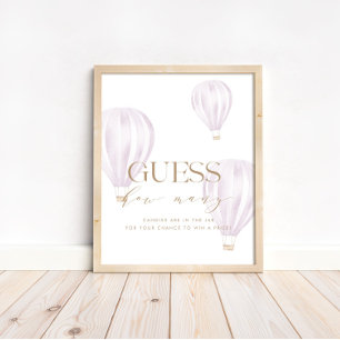 Guess How Many Baby Shower Game Sign Pink Shower
