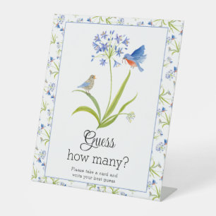 Guess How Many Baby Shower Lily with Bluebird Pedestal Sign