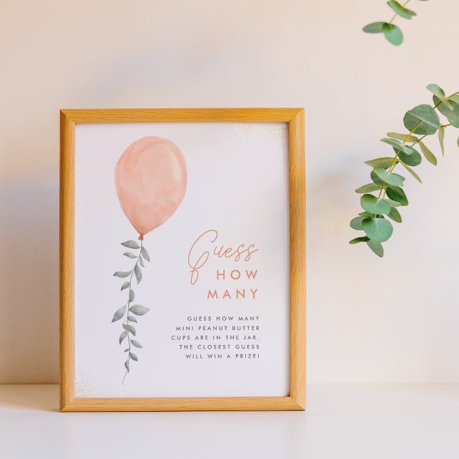 Guess How Many Baby Shower Sign Greenery Balloon (Sign Mock-up)