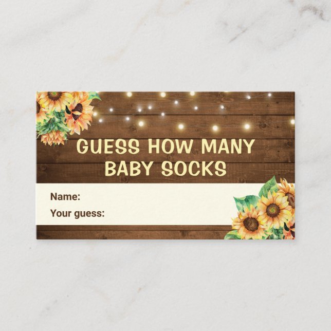 Guess How Many Baby Socks Autumn Shower Sprinkle Enclosure Card (Front)