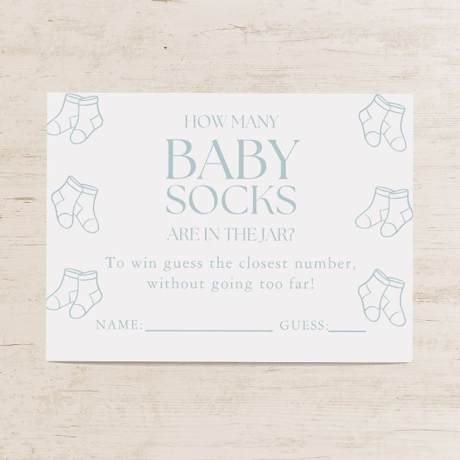 Guess How Many Baby Socks Boy Baby Shower Game Enclosure Card (Creator Uploaded)