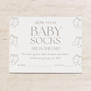 Guess How Many Baby Socks Minimal Baby Shower Game Enclosure Card