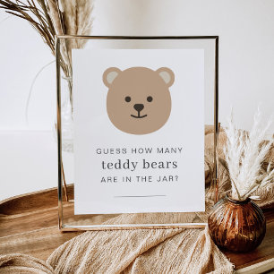 Guess How Many Bears in The Jar - Bear Face Sign