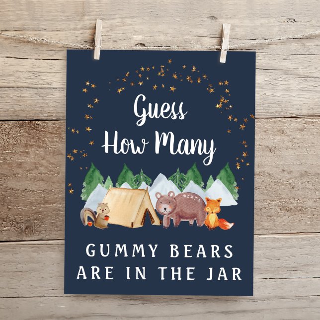Guess How Many Bears Woodland Baby Shower Game Poster (Creator Uploaded)