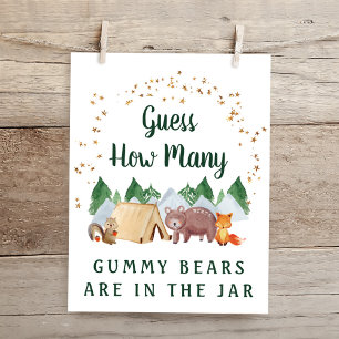 Guess How Many Bears Woodland Baby Shower Game Poster
