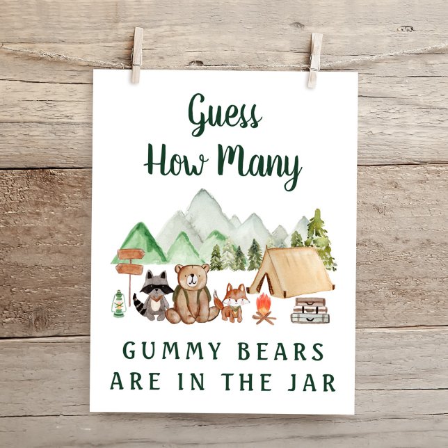 Guess How Many Bears Woodland Baby Shower Game Poster (Creator Uploaded)