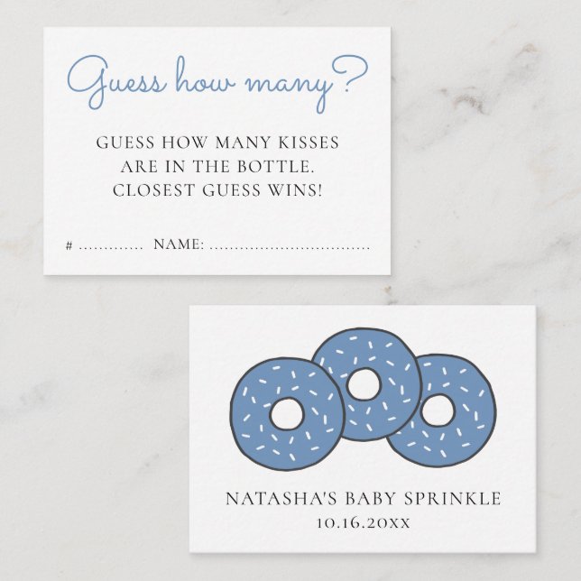Guess How Many Blue Doughnuts Baby Sprinkle Game Business Card (Front/Back)